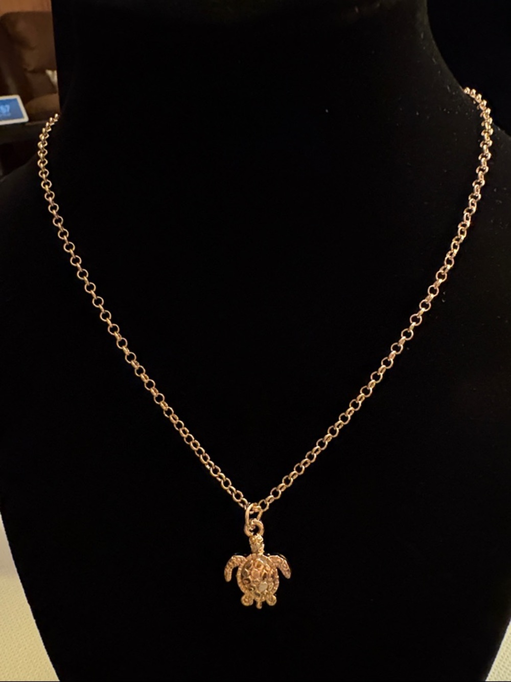 Gold Turtle Pendant Necklace          18 inches with 3 inch extender